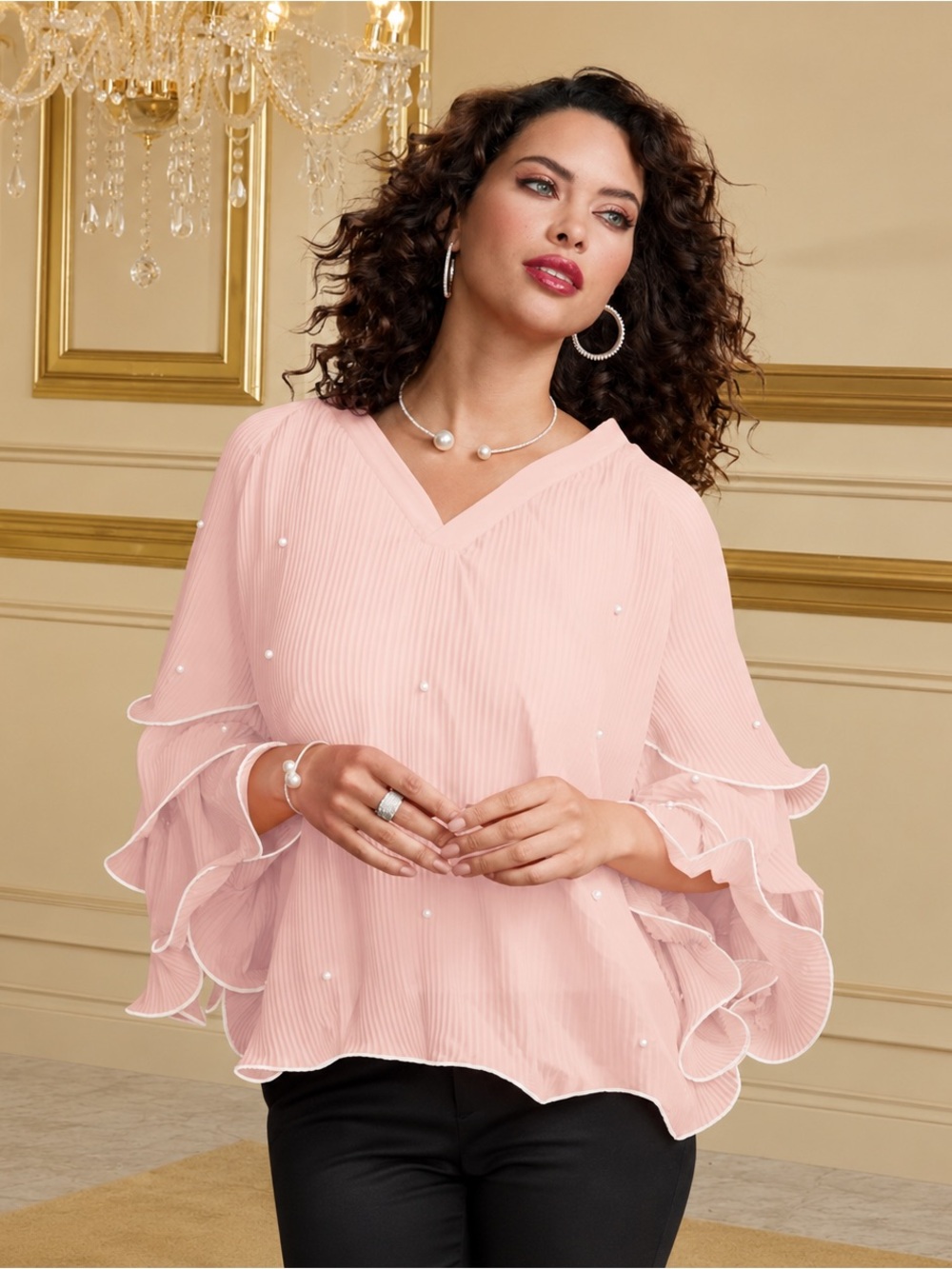 2X Mia Midnight Velvet Ruffled Faux Wedding Faux Pearl Party Ruffle Wedding Top